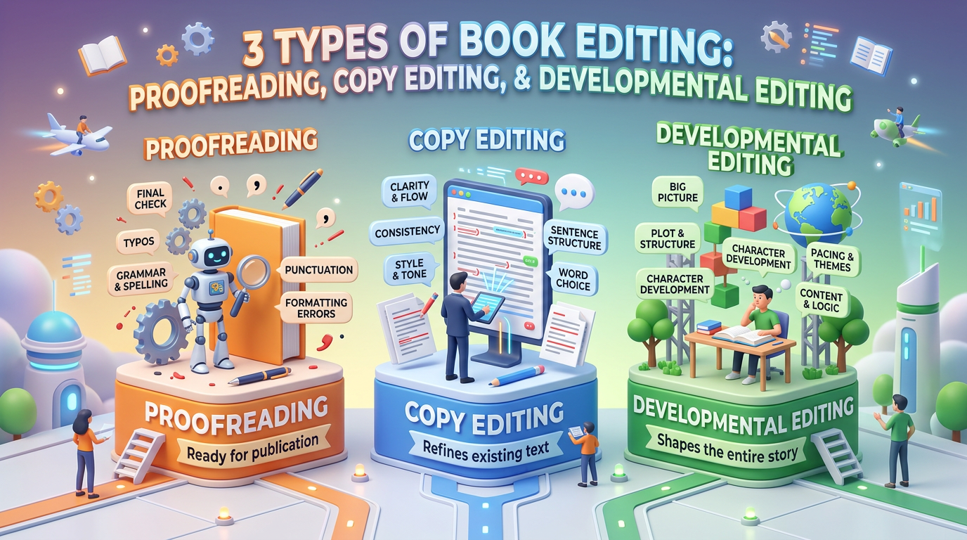 Proofreading vs Copy Editing vs Developmental Editing